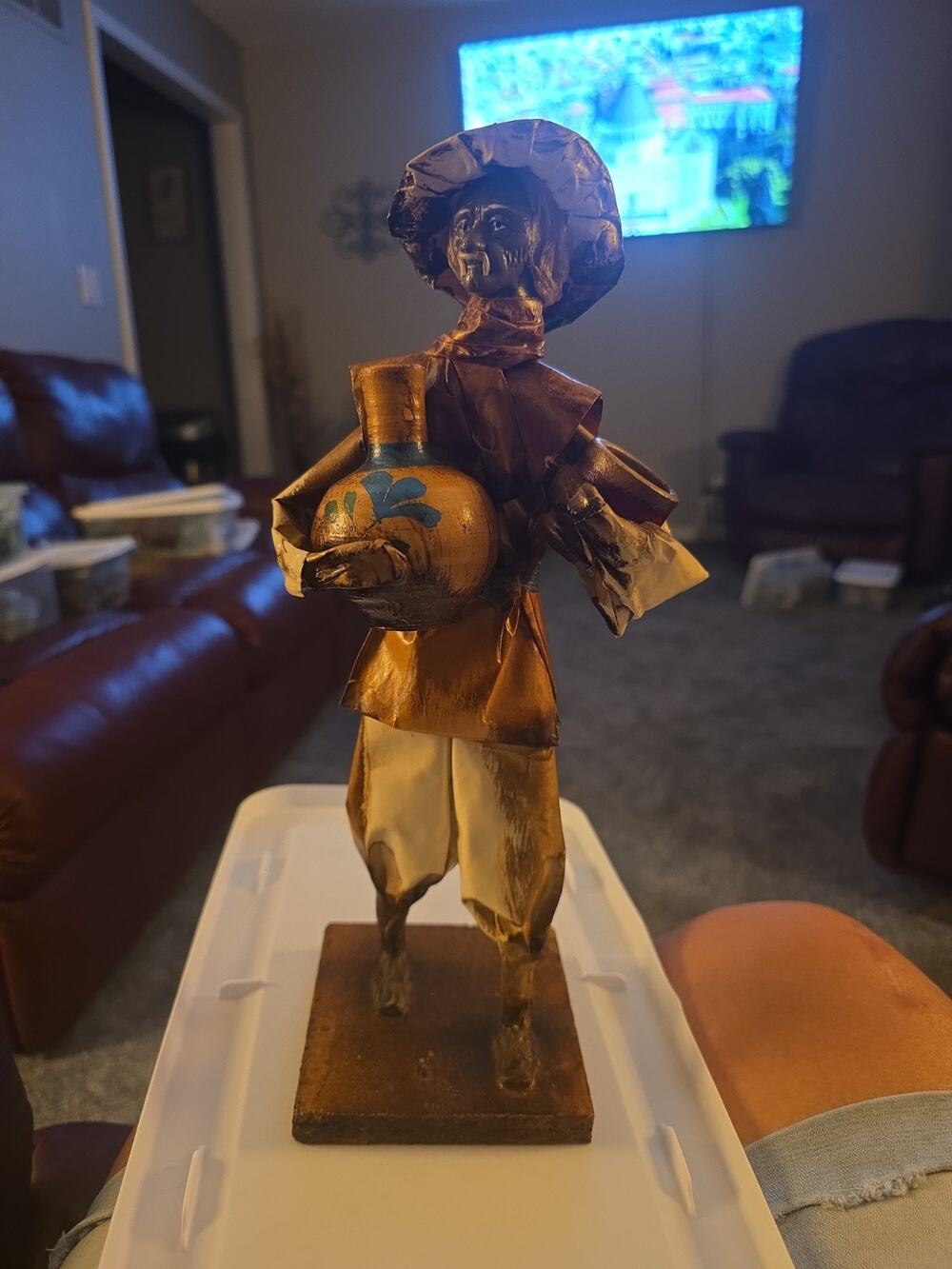 Vintage Paper Mache Figurine of a Man with Jug